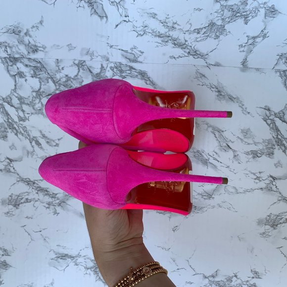 ❌SOLD❌Christian Louboutin Galativi Neon Suede Mesh - Picture 8 of 13